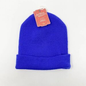 American Needle One Size Royal Blue‎ Knit Fold Over Beanie Hat Unisex